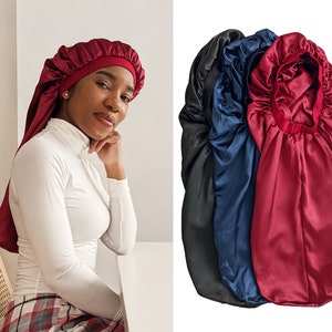 Double Layered Long Braid, Twists, Dreads Satin Bonnet