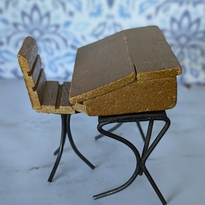 1:12 Scale School Desk and Chair/Dollhouse Desk/Vintage