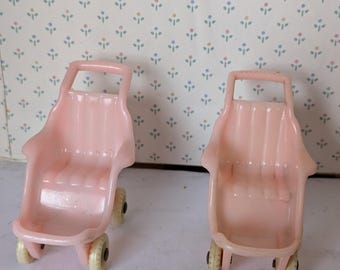 Acme 1950's double baby buggy/1:12 Scale dollhouse Stroller