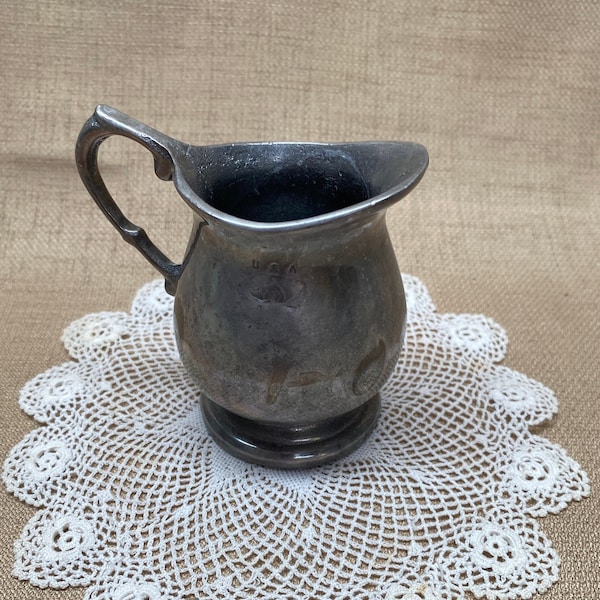 Vingtage PEWTER Small Pitcher or Creamer|Miniature Silver Creamer For Tea Service|Collectible Vintage Pitchers