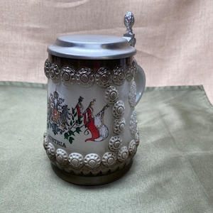 Vintage AUSTRIA King Beer STEIN|Handmade Beer Tankard Made in Austria|Beer Stein For Pub Decorations or Collectible Steins|Barware Decor