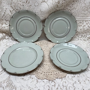 Theodore Haviland China Celadon Saucers and Salad Plate Limoges, France