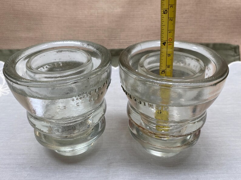 Vintage Hemingray No. 45 Clear Glass Insulators - Mid-century USA Pair ...