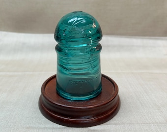 Vintage Brookfield Aqua Glass Pony Insulator, 1890–1921 Aqua Glass Insulator | Vintage Telephone Pole Glass