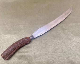 Antik Meriden Cutlery Co. Serveringskniv med benhandtag | Vintage stålbladsredskap