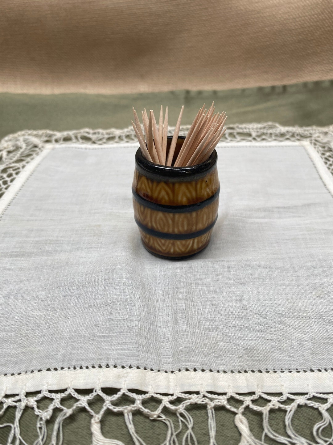 Miniature CERAMIC Whiskey Barrel Toothpick Holdercountry Etsy