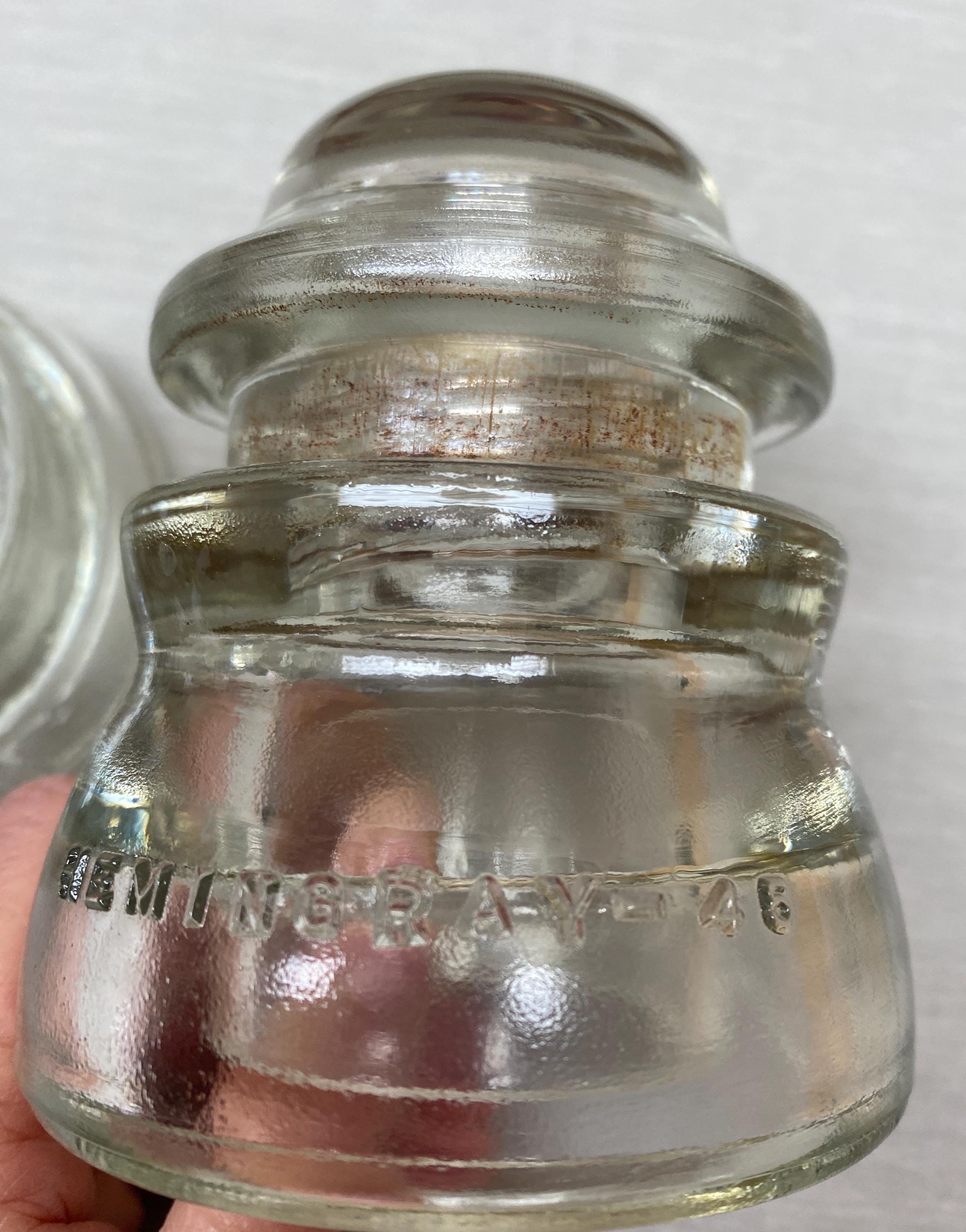 Vintage Hemingray No. 45 Clear Glass Insulators - Mid-century USA Pair ...