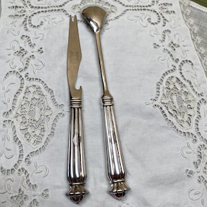 Vintage REED & BARTON Silverplate Meat FORK and Spoon Serving Utensil|Entertaining Serving Pieces|Buffet Table Meat Fork with Spoon Set