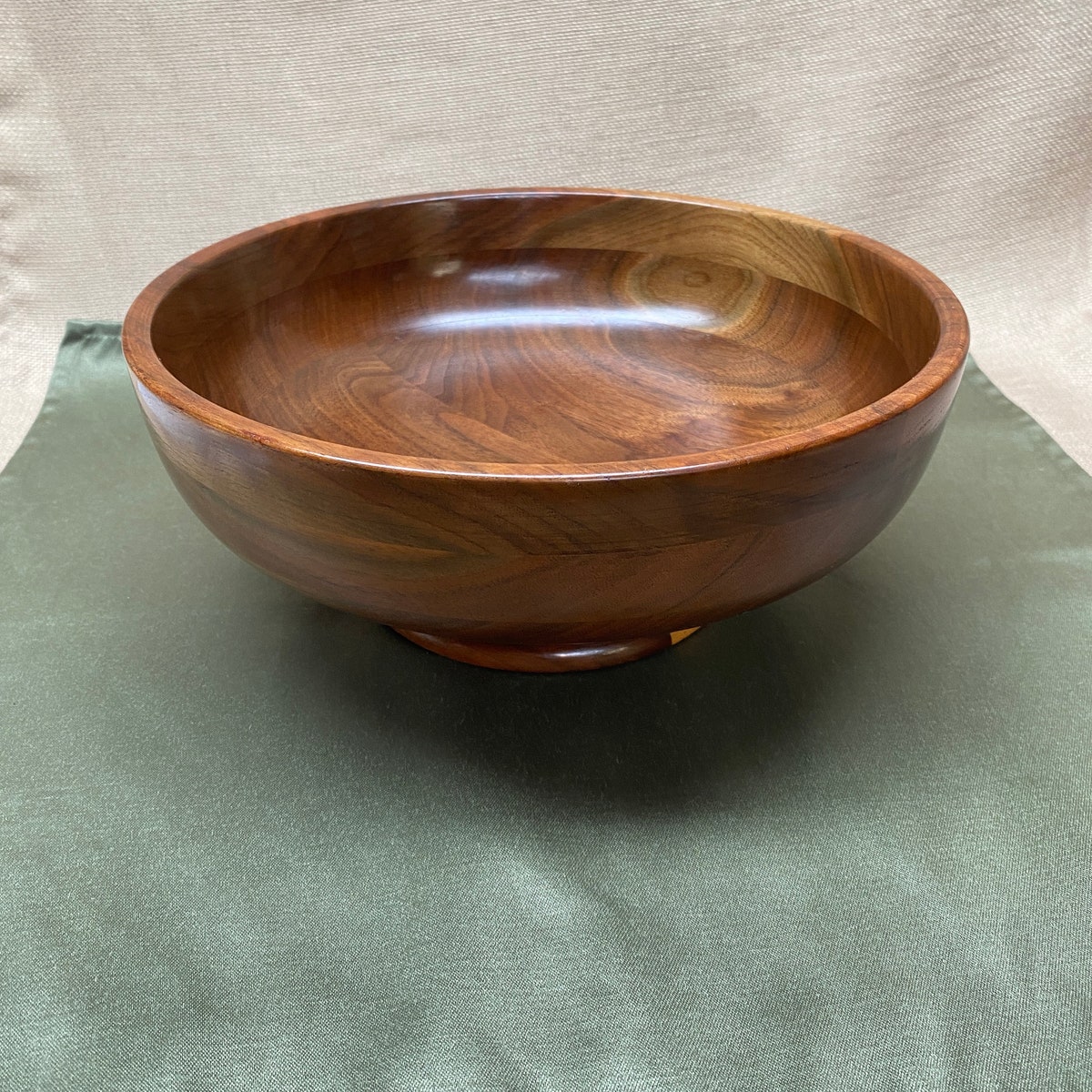 Vintage Solid Walnut Serving Bowl | Etsy