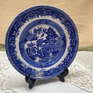 Steventon Willow Ironstone Plate: Royal Venton Ware Blue & White Trinket Dish