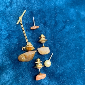 Vintage TIE TACKS Cuff Links Rock Lapel Pins|Mens Jewelry Accessories