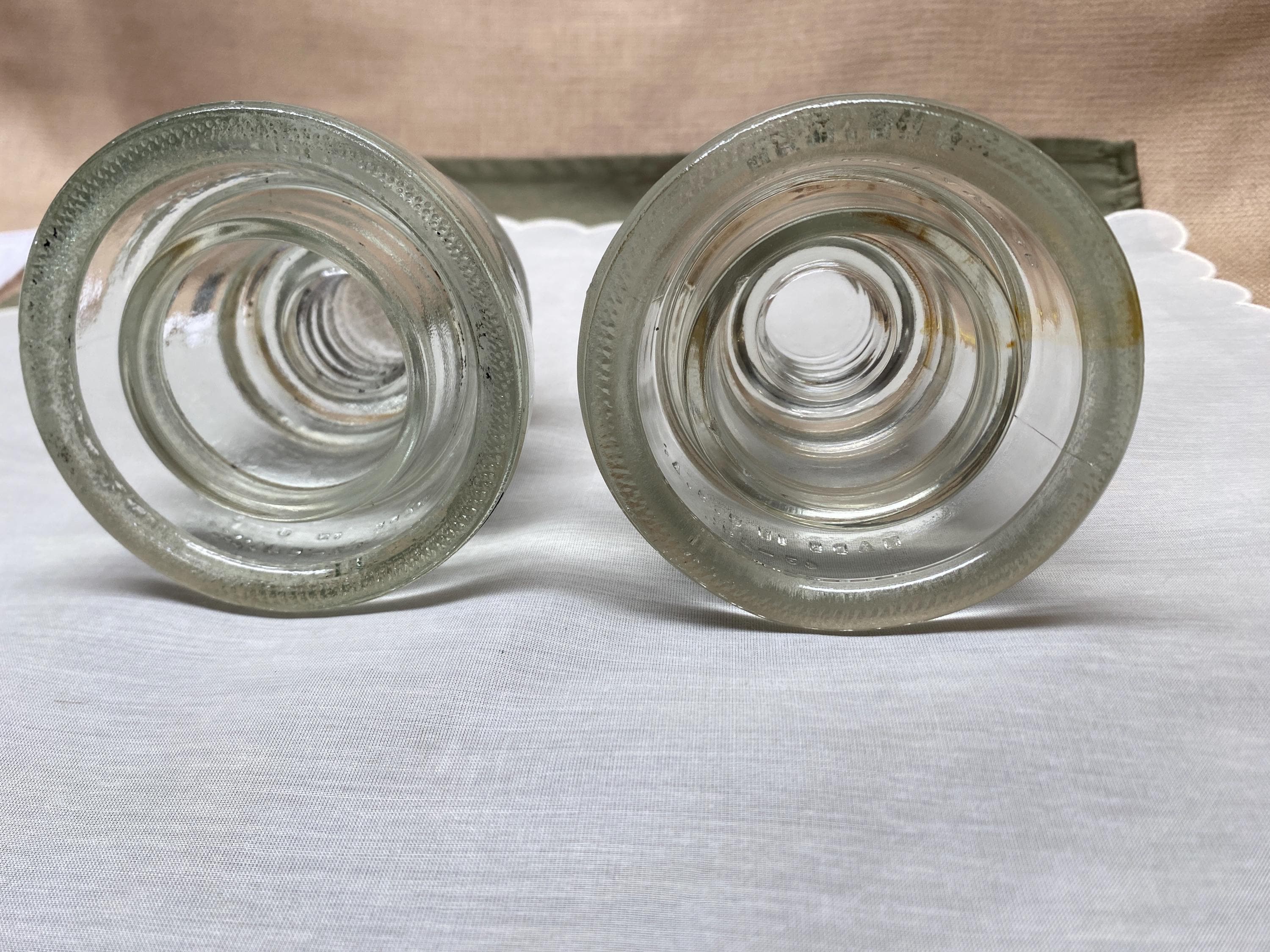 Vintage Hemingray No. 45 Clear Glass Insulators - Mid-century USA Pair ...