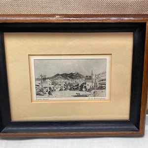 Vintage PUEBLO Road Print in Wood Frame|Antique Wall Hangings or Table Top Decor|Print of Pueblo Road in mid 1900's|Southwestern Art Decor