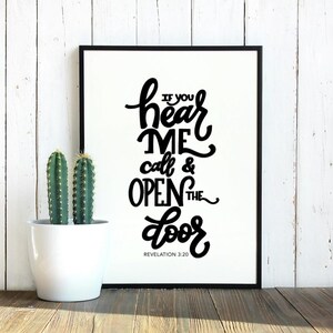 Scripture, Revelation 3:20 - If You Hear Me - Bible Verse, SVG Cut File, scripture svg, Christian svg, handlettered svg, for cricut