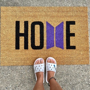 Home Bangtan Sonyeondan Doormat - BTS Love Decor - I Purple You - BANGTAN - BANGTAN Army - Personalized Gift - Borahae Spring/Summer Gift