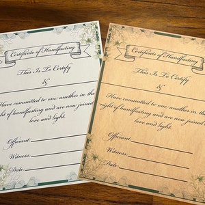 Certificato di Handfasting - Certificato stampabile - Handfasting - Nozze celtiche - Nozze norvegesi - Nozze pagane - Certificato