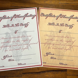 Certificado de Handfasting - Certificado para impressão - Handfasting - Casamento celta - Casamento nórdico - Casamento pagão - Certificado