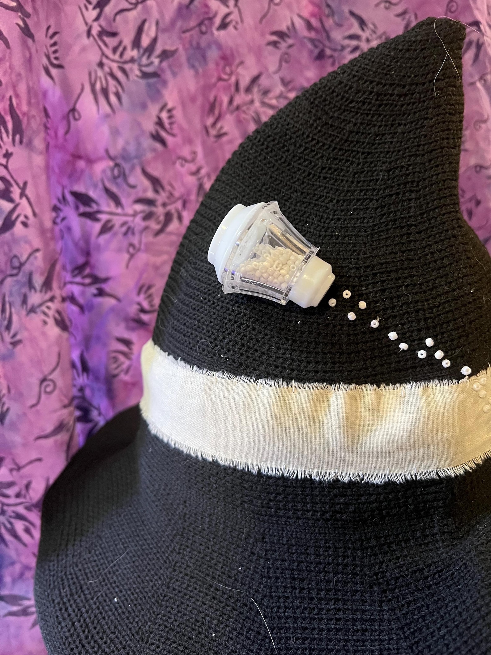 Practical Hats Practical Magic Witch Hat: Black Knit Hat With Linen Band - Etsy