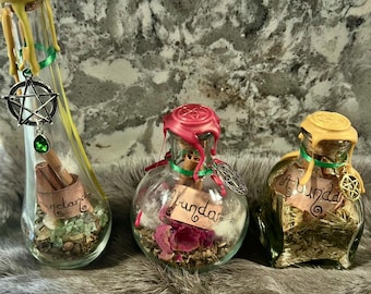 Handgefertigte Zauberflasche: Manifestiertes Fülle Amulett