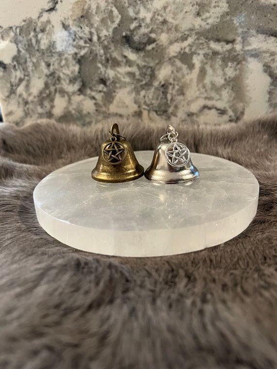 Large Altar Bell with Pentacle Charm - Witchcraft Tool