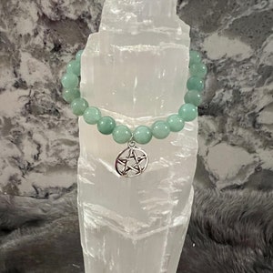 Aventurine Beaded Bracelet - Hand Beaded Bracelet - Bead Bracelet - Witchy Bracelet - Gemstone Bracelet - Pentacle Bracelet - Magic Bracelet