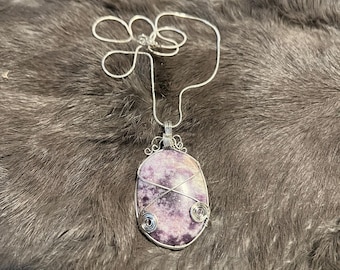 Wire Wrapped Lepidolite Pendant: Calming Gemstone Necklace