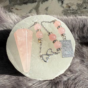 Pendulum - Custom Pendulum - Beaded Pendulum - Rose Quartz Pendulum - Scrying - Scrying Pendulum - Divination Pendulum - Divination - Lovers