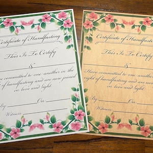 Certificado de Handfasting - Certificado para impressão - Handfasting - Casamento celta - Casamento nórdico - Casamento pagão - Certificado