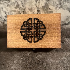 Etched Wood Tarot Card Box: Altar Box with Celtic Knot