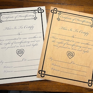 Certificado de Handfasting - Certificado para impressão - Handfasting - Casamento celta - Casamento nórdico - Casamento pagão - Certificado