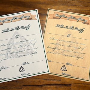 Certificado de Handfasting - Certificado para impressão - Handfasting - Casamento celta - Casamento nórdico - Casamento pagão - Certificado