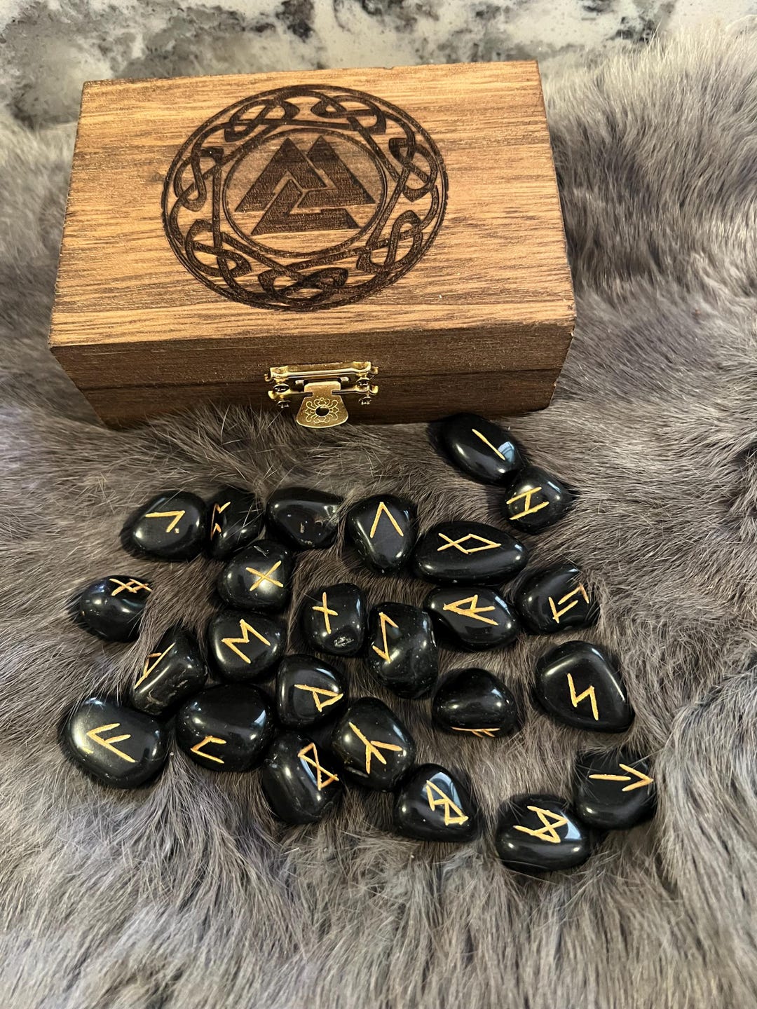 Black Obsidian Rune Set - Elder Futhark Rune Set - Divination Runes ...