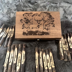 Ogham celtique - Ensemble Ogham - Ensemble Ogham complet - Sorcière celtique - Druide - Ogham en bois - Ensemble Ogham en bois - Druide divinatoire - Celtique - Ogham