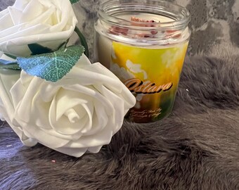 Bougie Ostara : décoration d'autel équinoxe de printemps - Bougie du Sabbat à la cire d'abeille et à l'huile de noix de coco