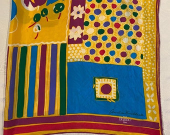 Vintage Christian Fischbacher Seidentuch, 1980er Jahre Abstrakter Druck