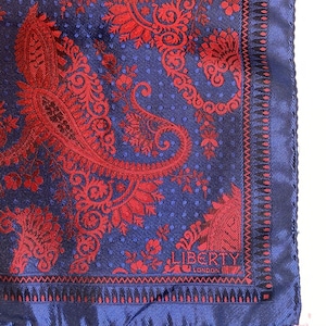 Liberty of London Pocket Square 100% silk, Navy and Burgundy.