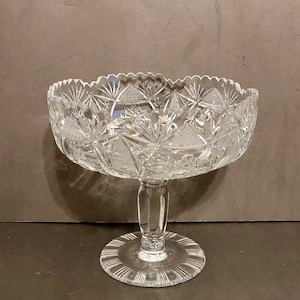 Vintage Cut Crystal Compote or Fruit Bowl
