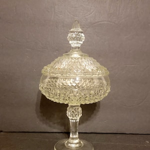 Indiana Glass 11-3/4&quot; Clear &quot;Diamond Point&quot; Candy Dish With Lid