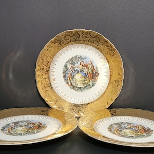 Three (3) - 9-3/4&quot; W S George / H K China / &quot;Courting Couple&quot; Radisson Line Dinner Plates