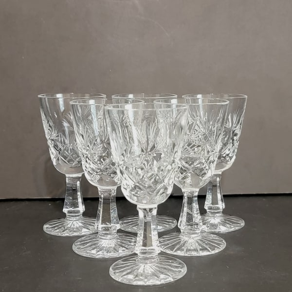 Six (6) - 3-1/2" Crystal Liqueurs or Cordials / Unknown Maker