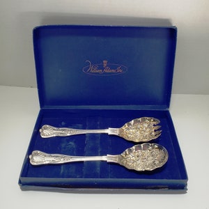 William Adams &quot;Kings Pattern&quot; / England / Silver Plated Salad  or Fruit Flatware Serving Set