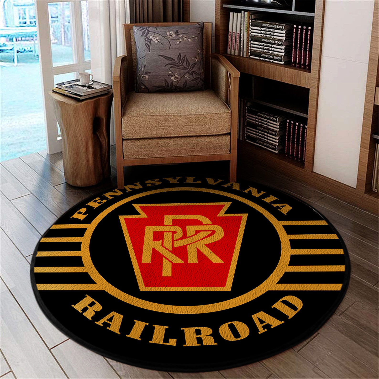 Pennsylvania Railroad carpet Train round mat. RailwayTrain Etsy