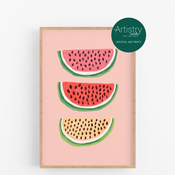 DIGITAL DOWNLOAD Art Print,Watermelon Abstract Art,Kitchen Wall Art,Watermelon Illustration,Colorful Art Print,Watermelons Art Print
