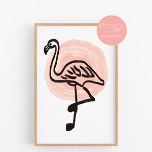 DIGITALER DOWNLOAD Kunstdruck | Rosa Flamingo Kunst Illustration | Moderne Kunst Dekor | Wohndeko | Kunst poster Print | Wandkunst