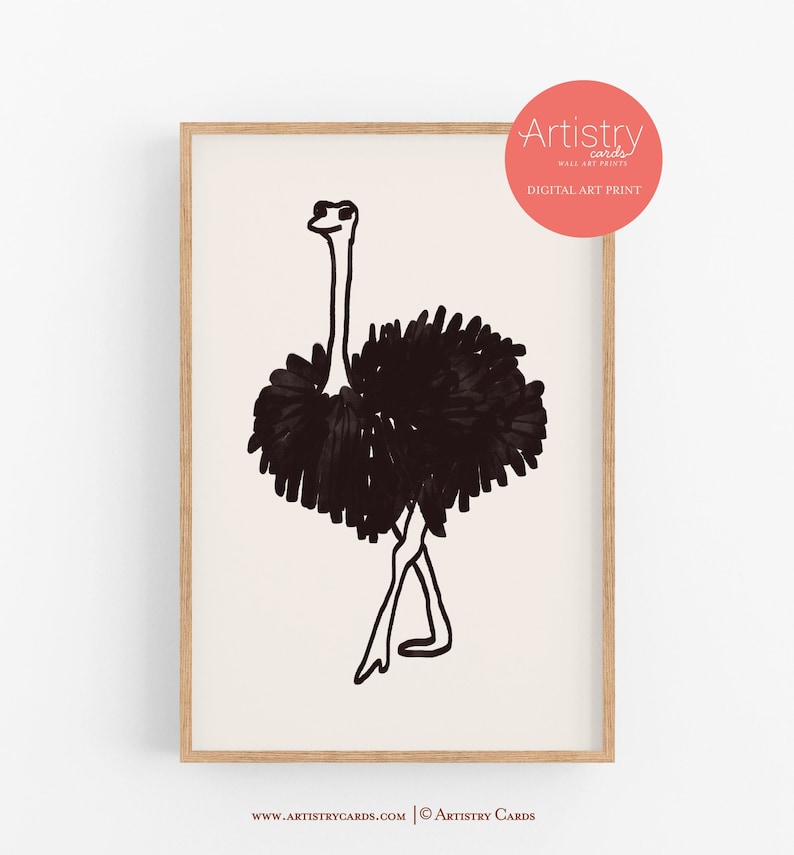 DIGITAL DOWNLOAD Art Printostrich Art Print Line Art Etsy