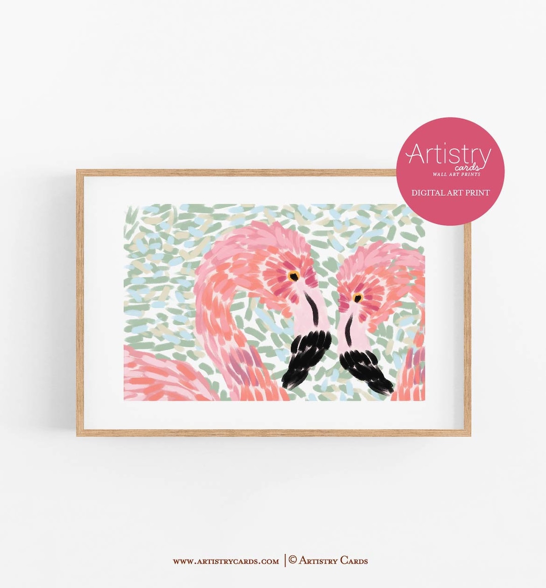 DIGITAL DOWNLOAD Art Print,pink Flamingos Art Illustration,modern Art ...