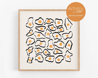 PRINTED ART PRINT, Fried Eggs Print, Egg Illustration Art, Eggs Art Printable Wall Art, Kitchen Wall Decor Art, Scrambled Eggs Illustration