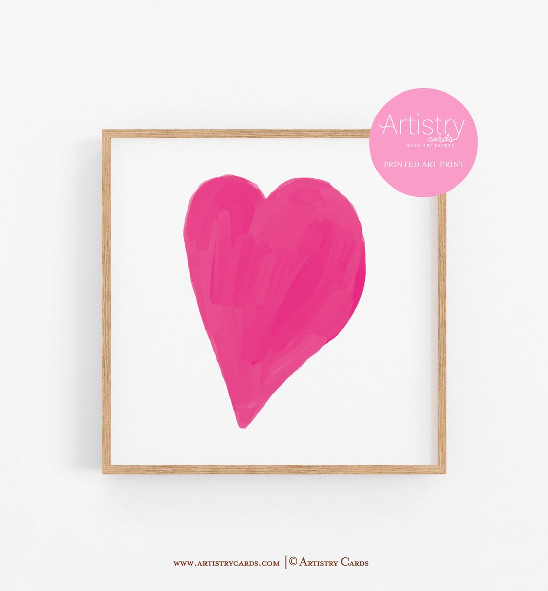 PRINTED ART Print,heart Art Print,pink Heart Wall Art,pink Heart Art