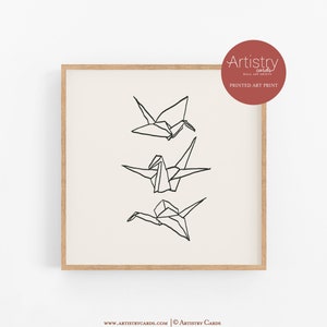 IMPRESSION D’ART IMPRIMÉ,Impression d’art de grue d’origami,Art mural minimal,Impression de grue en papier Origami,Grue d’origami imprimable,Impression de ligne de grue en papier