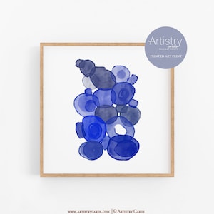 PRINTED ART PRINT,Watercolor Blue Circles Art Print,Minimalist Art Print,Circle Pattern,Black & Beige,Abstract Circle Wall Art|Abstract Art